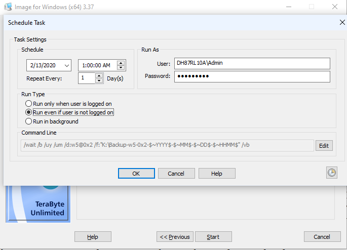 Image for Windows Schedule Backup