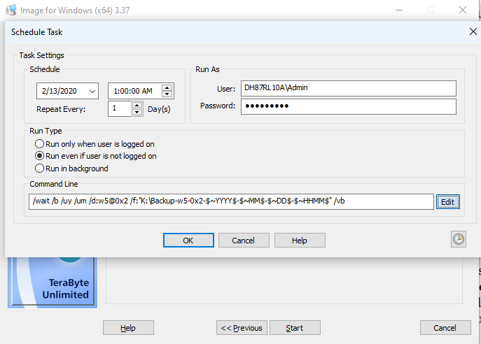 Image for Windows Schedule Backup