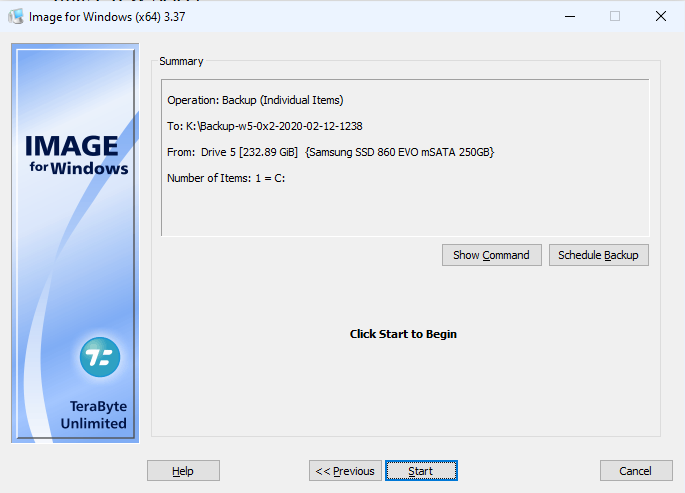 Image for Windows Schedule Backup
